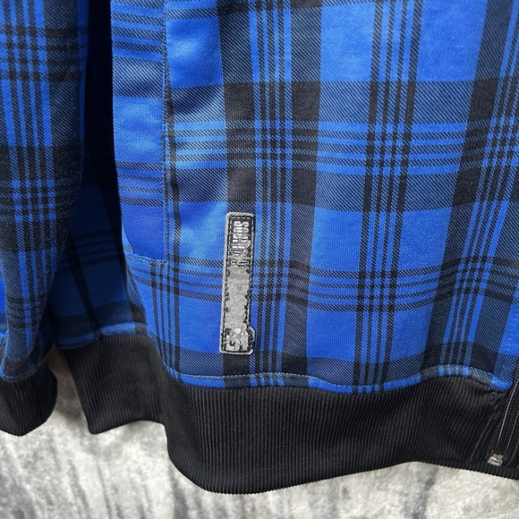 Vintage SOUTHPOLE RN82628 Blue Plaid Track Jacket Zip Up Adult 2XL Y2K Hip Hop - Picture 4 of 8
